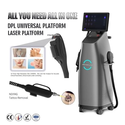 Vertikalni prenosni dvojni ročaji Ipl diodni laserski stroj za odstranjevanje dlak Cena